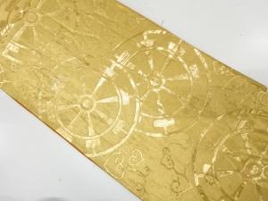 アンティーク　源氏車模様織り出し全通袋帯（着用可）